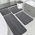 Memory Foam Grey Bathroom Rug Sets 5 Piece - Ultra Absorbent Bath Mats