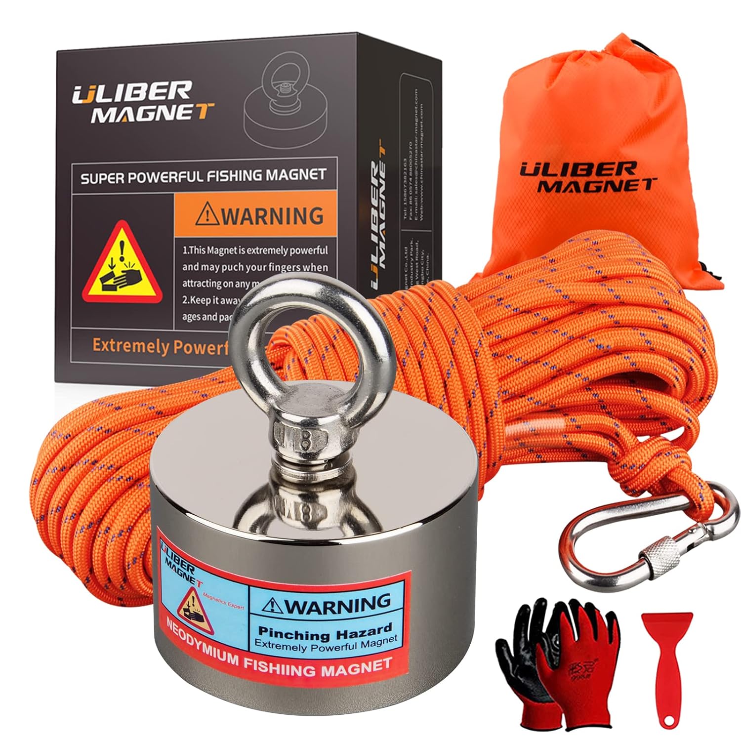 ULIBERMAGNET Fishing Magnet Kit for River Retrieval and Recycling