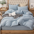 Jersey Knit Duvet Cover Set Solid Light Blue Queen - Super Soft Cotton