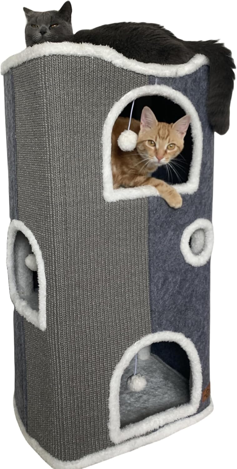4-Level Cat House for Indoor Cats with Scratch Pad and Cushions