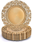 Gold Charger Plates Set of 12 13in Round Plastic Dinner Chargers