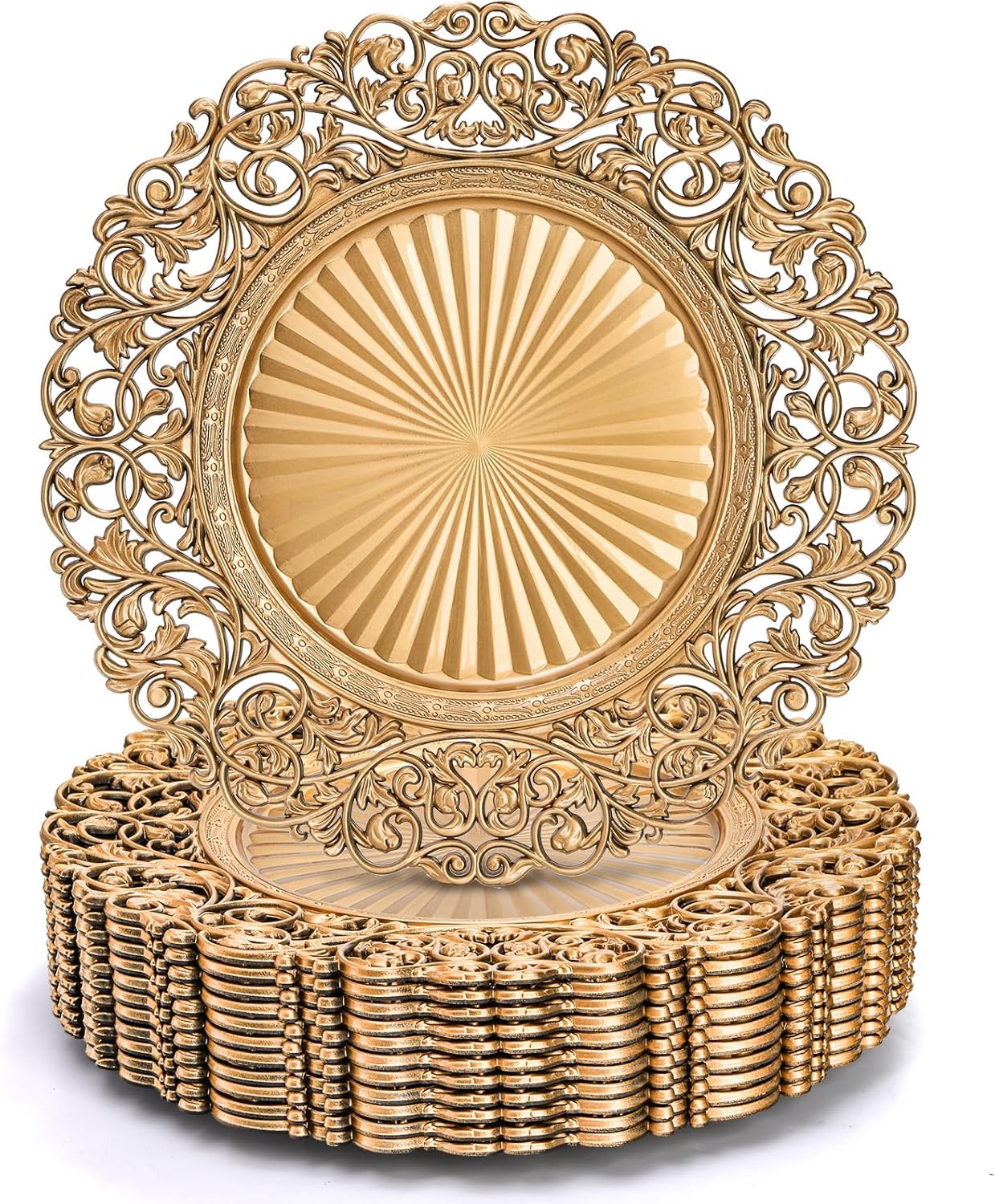 Foraineam Gold Charger Plates Set of 12 for Elegant Dining