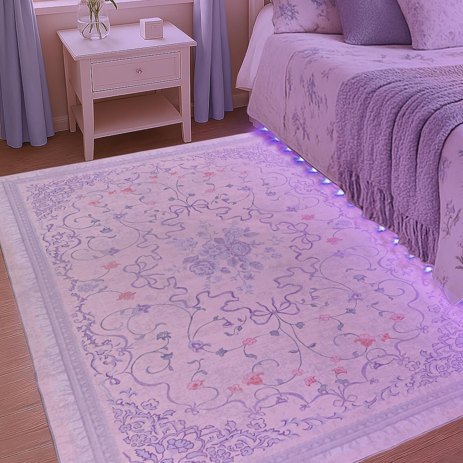 Pastel Purple Rug for Bedroom Dorm Kids Play Room - 5x7 Fun