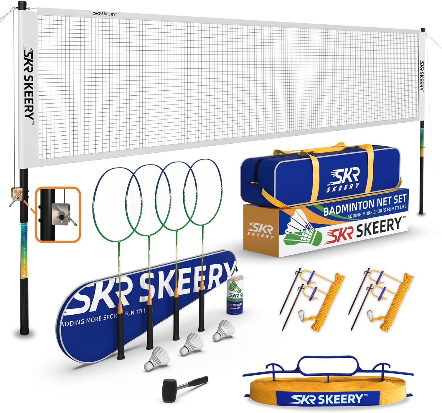 Professional Badminton Set with Winch System for Outdoor Fun