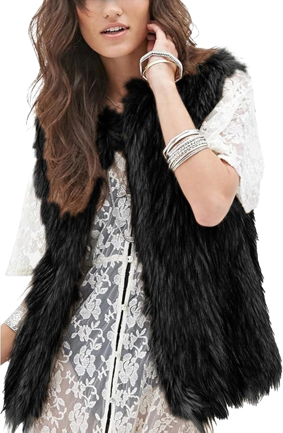 Tanming Women's Fashion Faux Fur Vests for Autumn and Winter