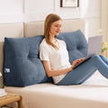Headboard Pillow Queen Triangle Wedge Pillow for Reading - Navy