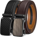 Men's Ratchet Belt 2 Pack - Adjustable Leather Belts for Precise Fit