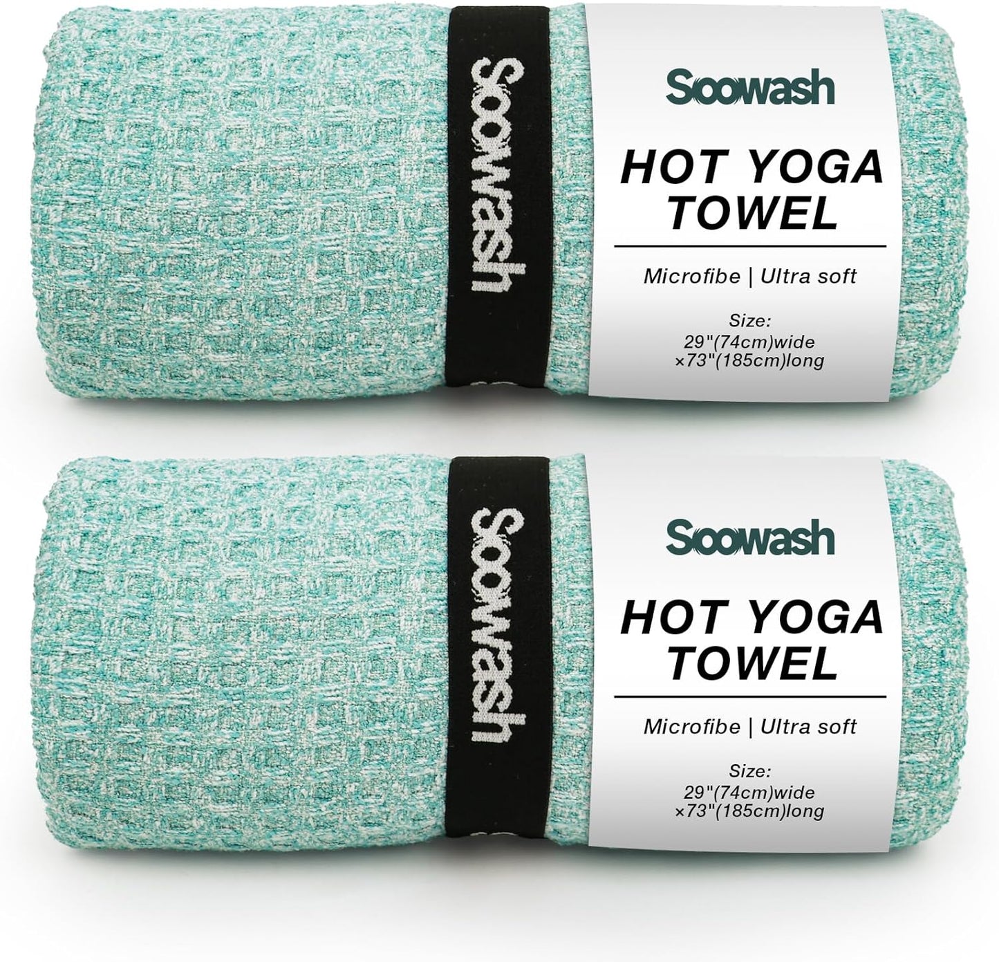Non-Slip Hot Yoga Mat Towel 2 Pack: Super-Absorbent Microfiber for Hot Yoga 28x72 Teal