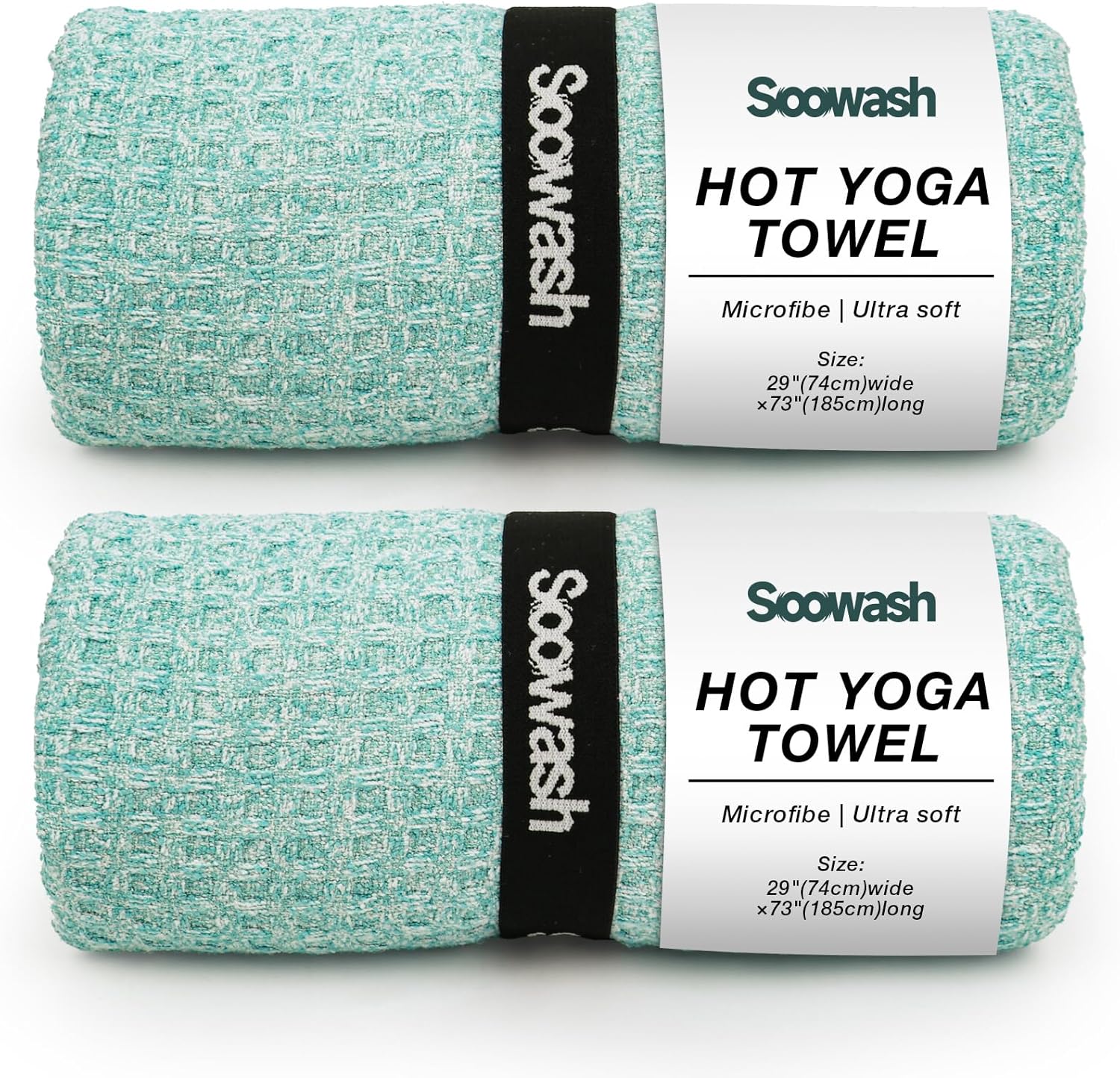 Non-Slip Hot Yoga Mat Towel 2 Pack: Super-Absorbent Microfiber for Hot Yoga 28x72 Teal