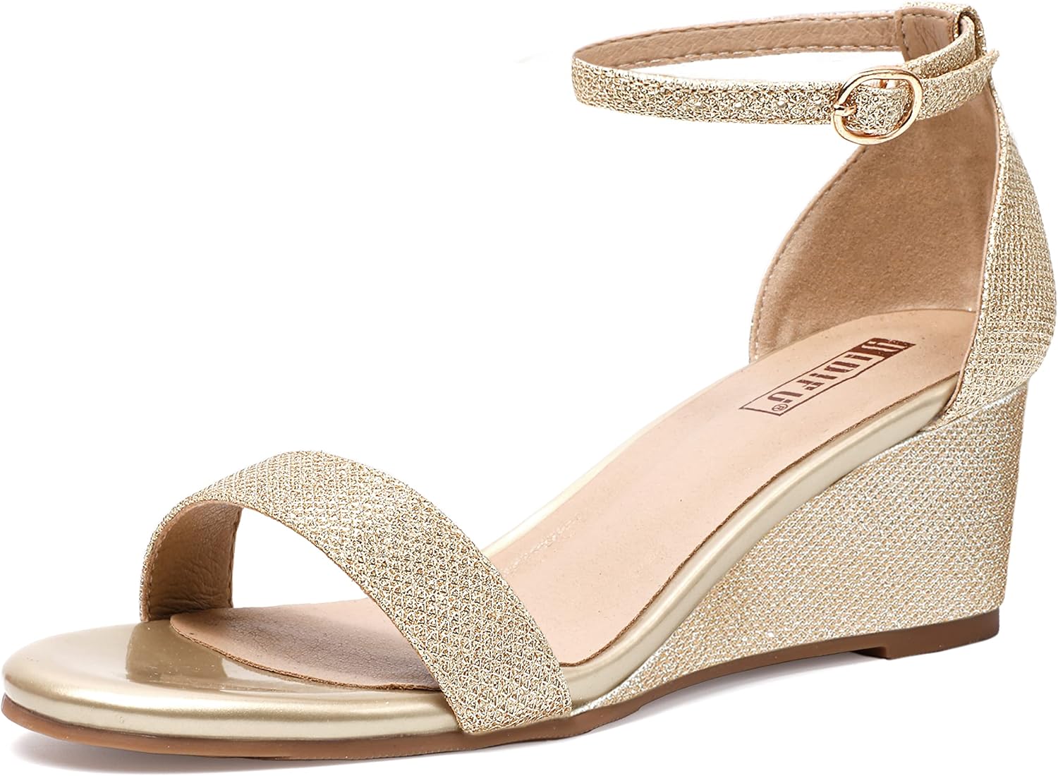 IDIFU Wedge Sandals Heels for Women Open Toe Ankle Strap