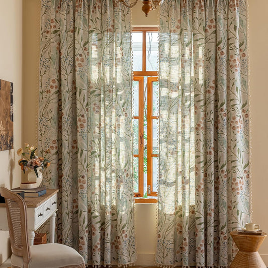 Floral Curtains 63 Inch Long for Bedroom and Living Room Decor