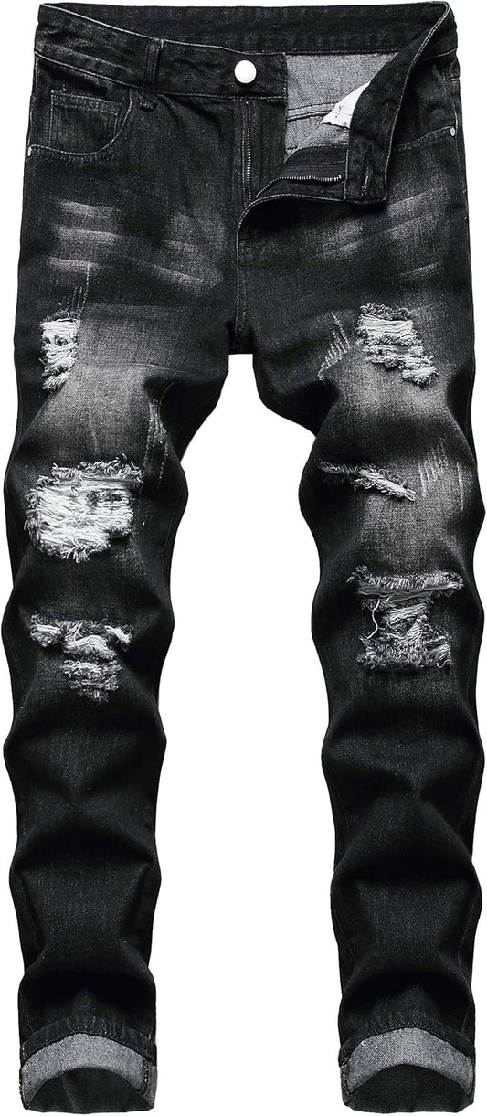 QIMYUM Mens Ripped Jeans for Stylish Comfort and Fit
