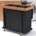 230L 3-Section Extra Large Laundry Sorter with Lid - Rolls Easily