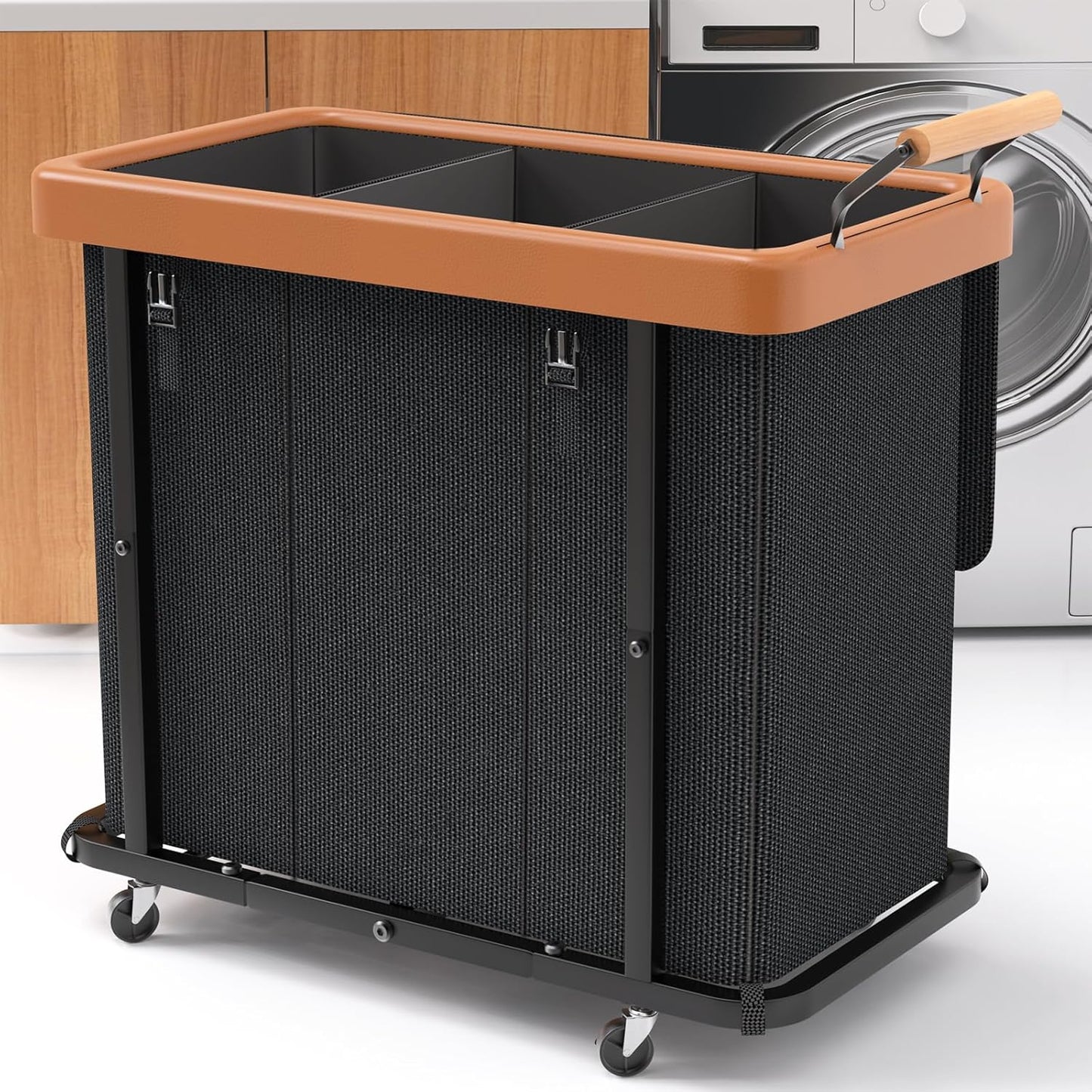 230L Extra Large Fashion Laundry Sorter with Lid and Wheels