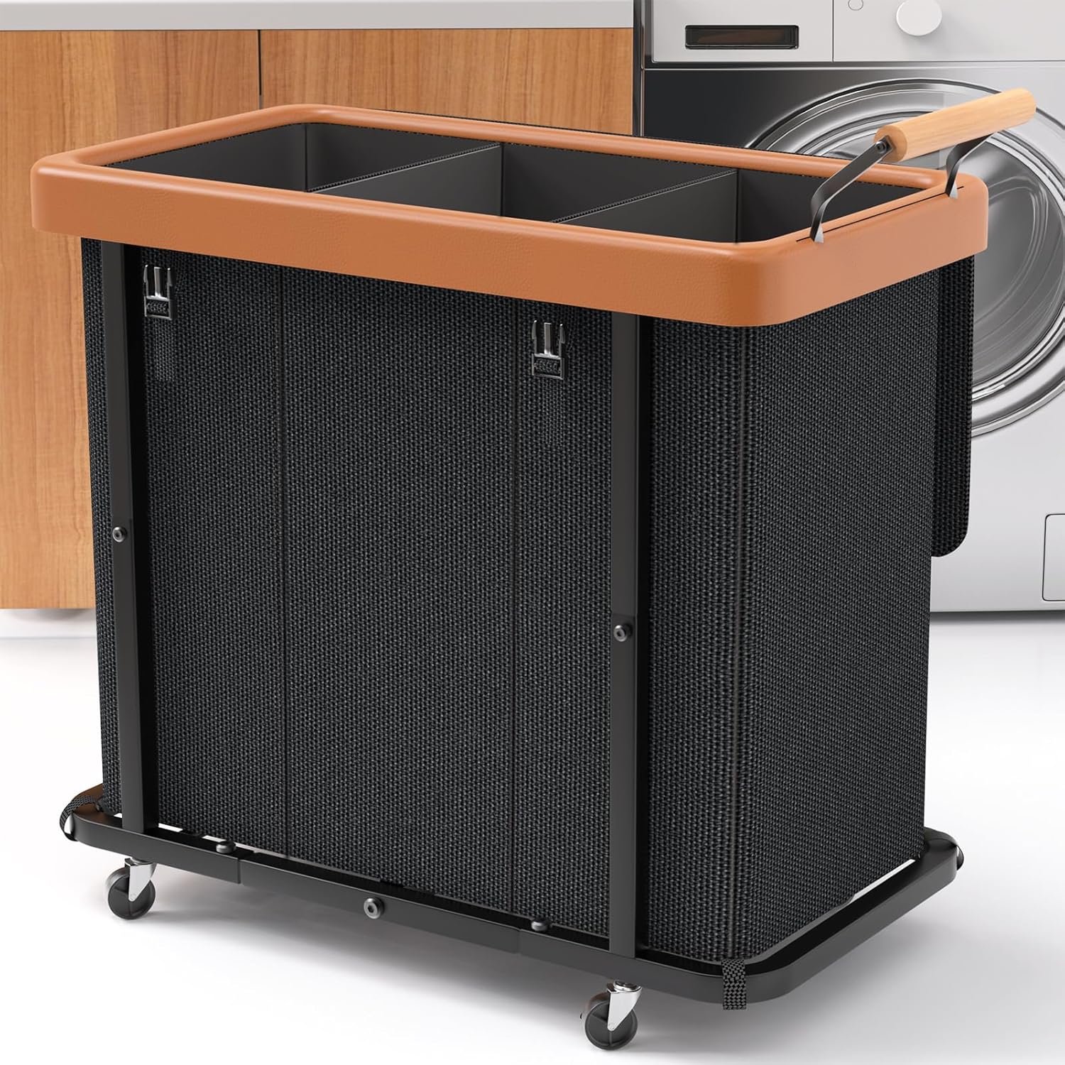 230L Extra Large Fashion Laundry Sorter with Lid and Wheels