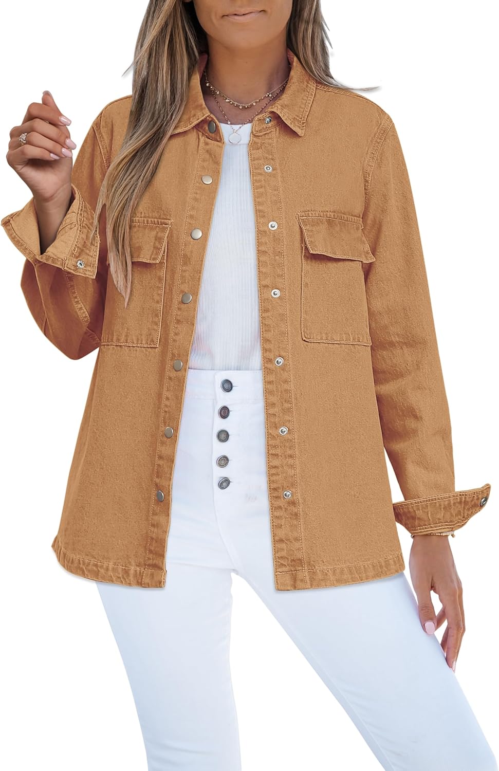 Luvamia Jean Jackets for Women - Stylish Oversized Denim Shacket