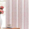 Pink Floral Jacquard Blackout Curtains 63 in - Chenille Panels