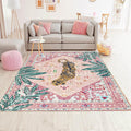 Pink Rug 5x7 Large Washable Animal Print Non-Slip Carpet