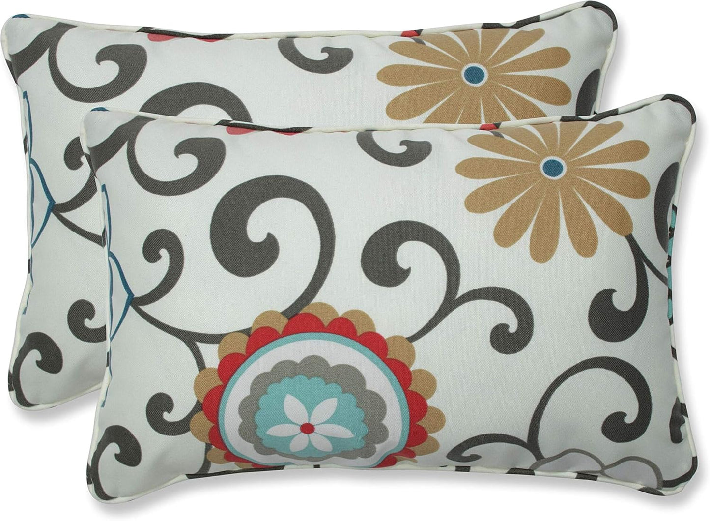 Pillow Perfect Bright Floral Indoor/Outdoor Throw Pillows