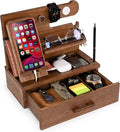 Wood Phone Docking Station with Drawer - Nightstand & Desk Organizer