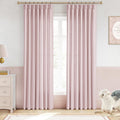 Pink Pinch Pleated Linen Curtains 84 in Length 2 Panels - Textured