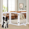Freestanding 30in Wooden Pet Gate with Metal Wire - White