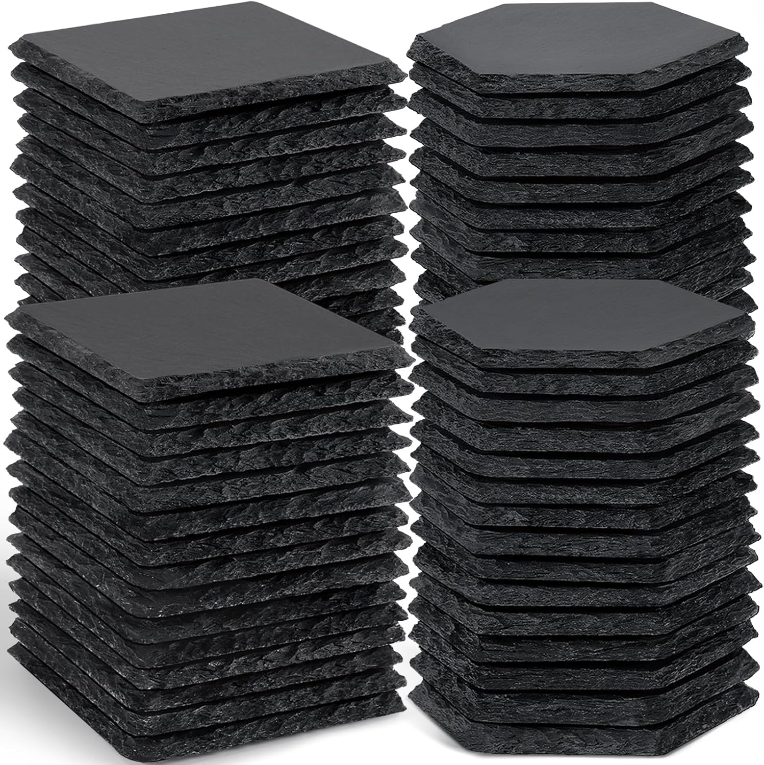 60 PCS Slate Stone Coasters Bulk for Engraving and Home Decor