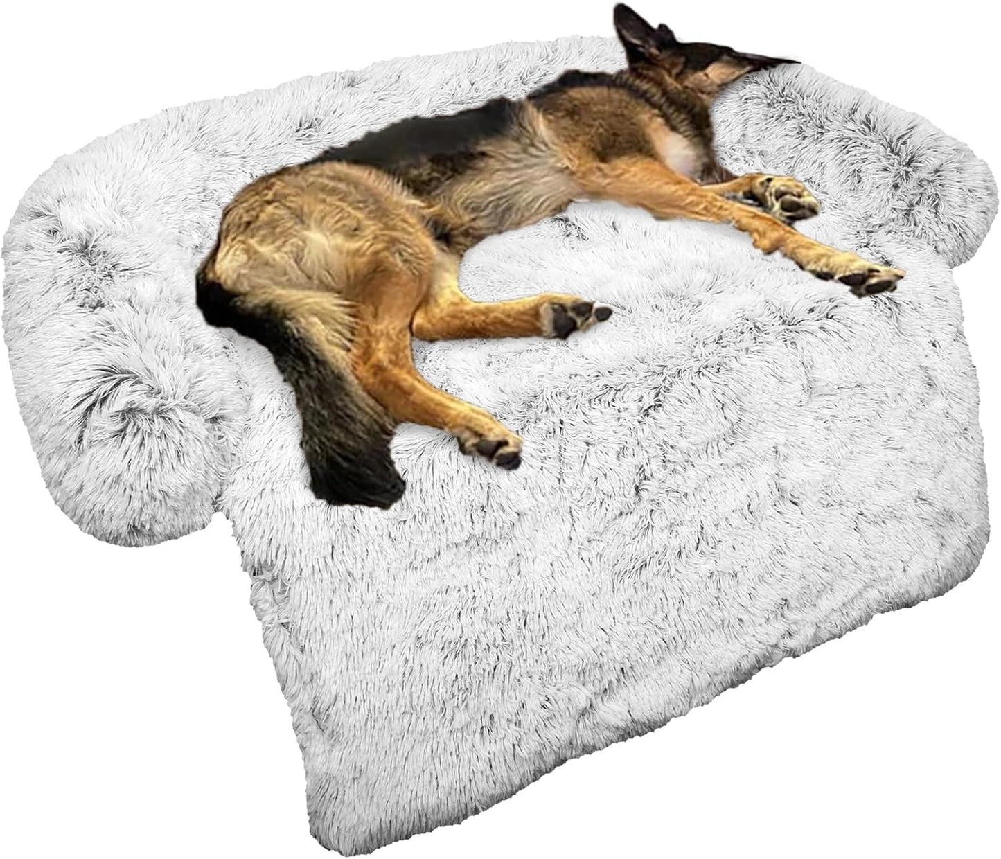 Calming Dog Bed Fluffy Plush Mat for Pets with Washable Cover