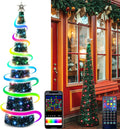 5ft Pop Up Christmas Tinsel Tree with Multi-Color Timer LED Lights