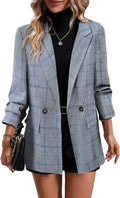 Mina Self 2025 Women's Plaid Houndstooth Blazer Jacket - Office