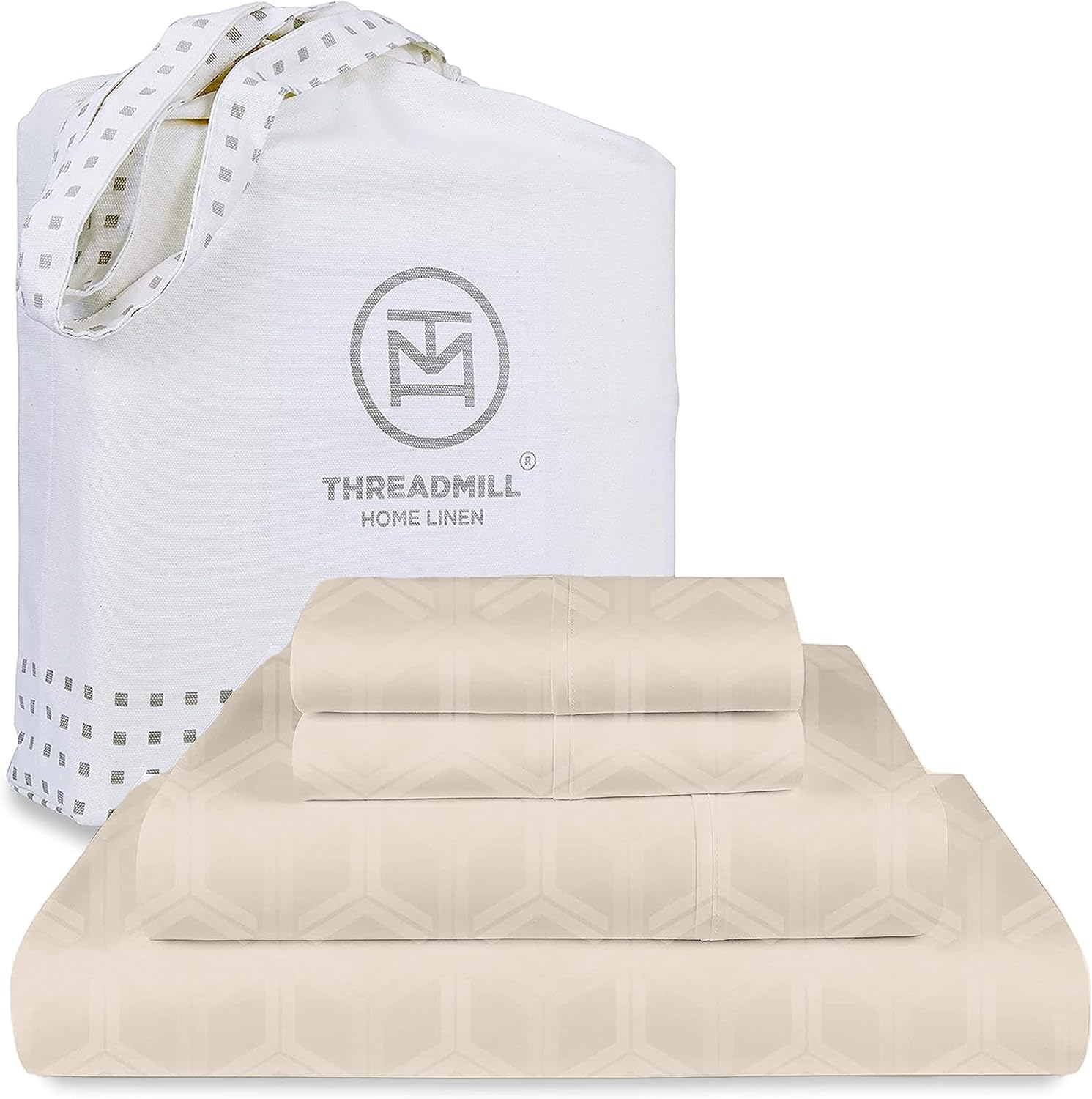Threadmill 100% Cotton King Size Sheets Set with Deep Pockets