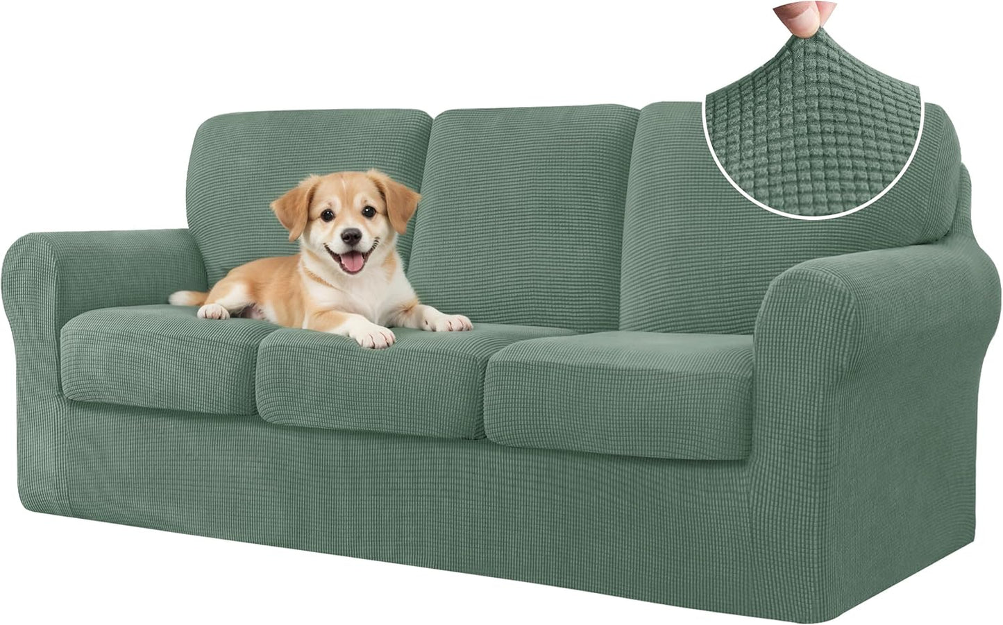 CHUN YI 7 Piece Couch Covers for Large Sofas in Dark Cyan