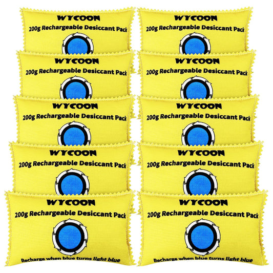 10 Pack 200g Rechargeable Desiccant Bags by WYCOON - Home, Gun Safe, Car Dehumidifier