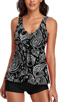 Modest Tankini Swimsuits for Women Two Piece Tank Top with Boyshorts L