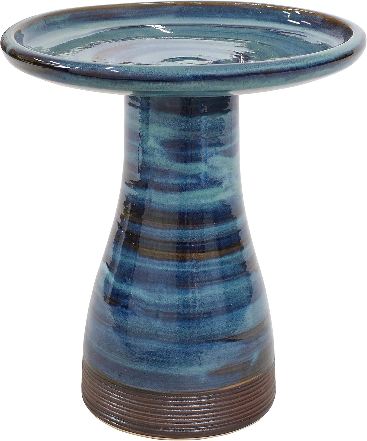Sunnydaze Galaxy Blue Bird Bath - Hand-Painted Ceramic, UV/Frost-Resistant