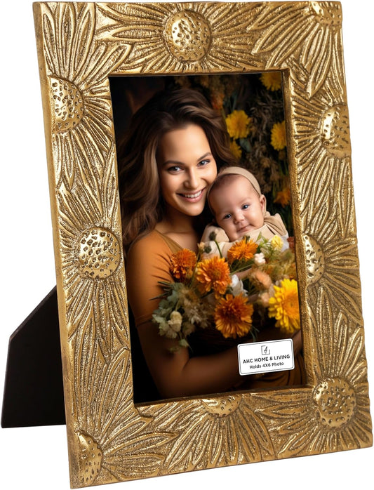 Vintage Black Gold Sunflower Picture Frame for Elegant Decor