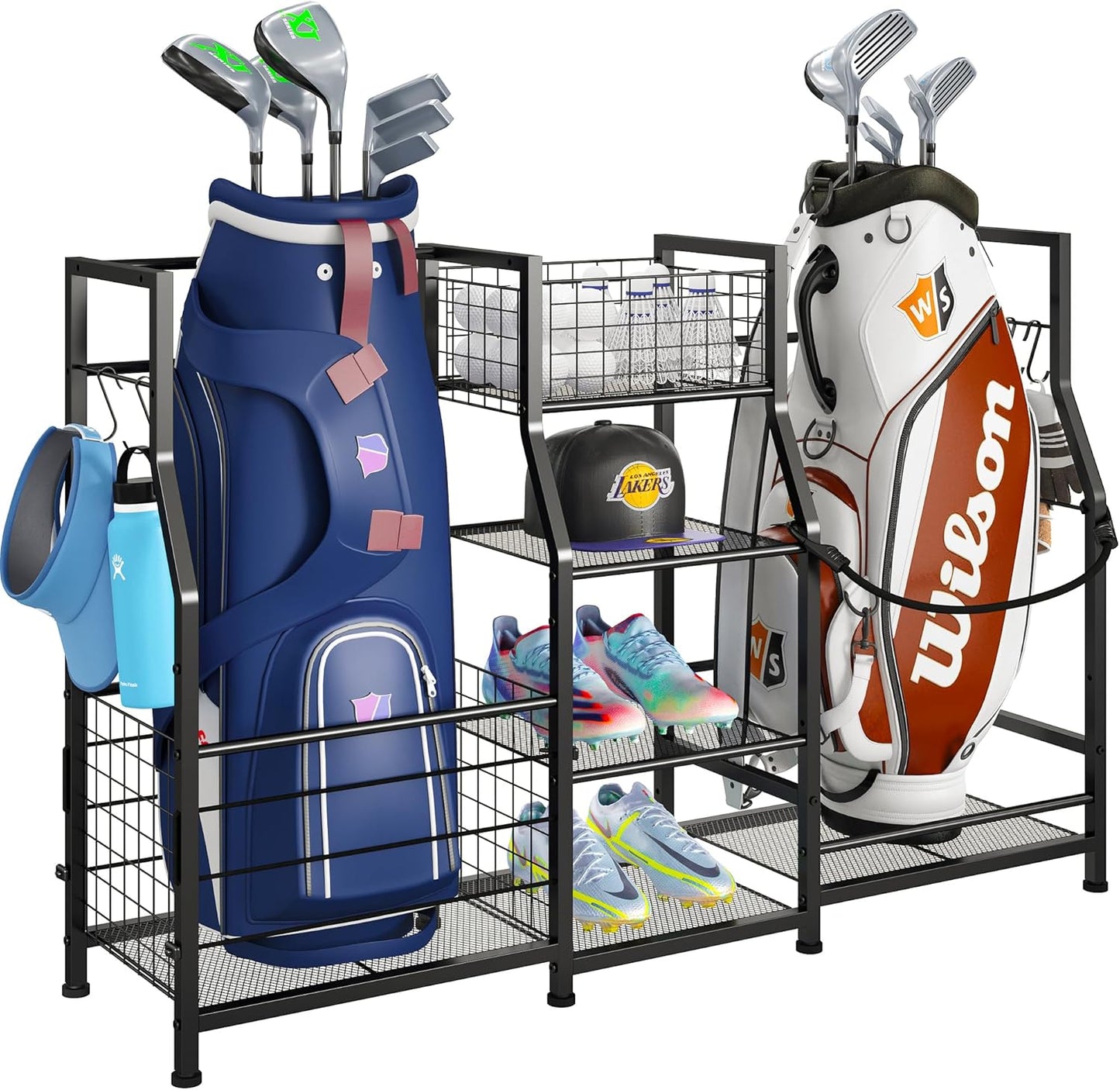Sports Equipment Organizer Golf Bag Stand for Garage Storage