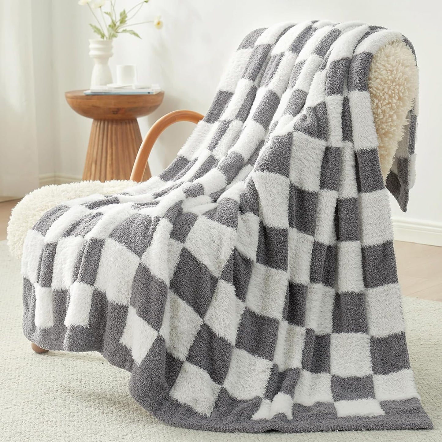 Snuggle Sac Faux Fur Throw Blanket for Cozy Living Room Decor