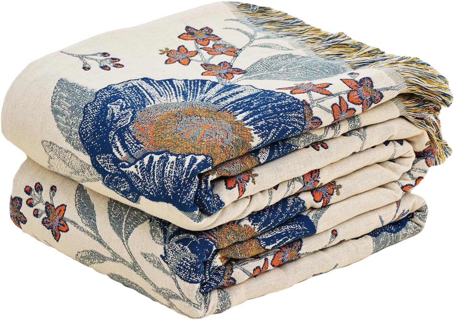 Boho Throw Blanket - 100% Organic Cotton Soft Quilt for All Seasons