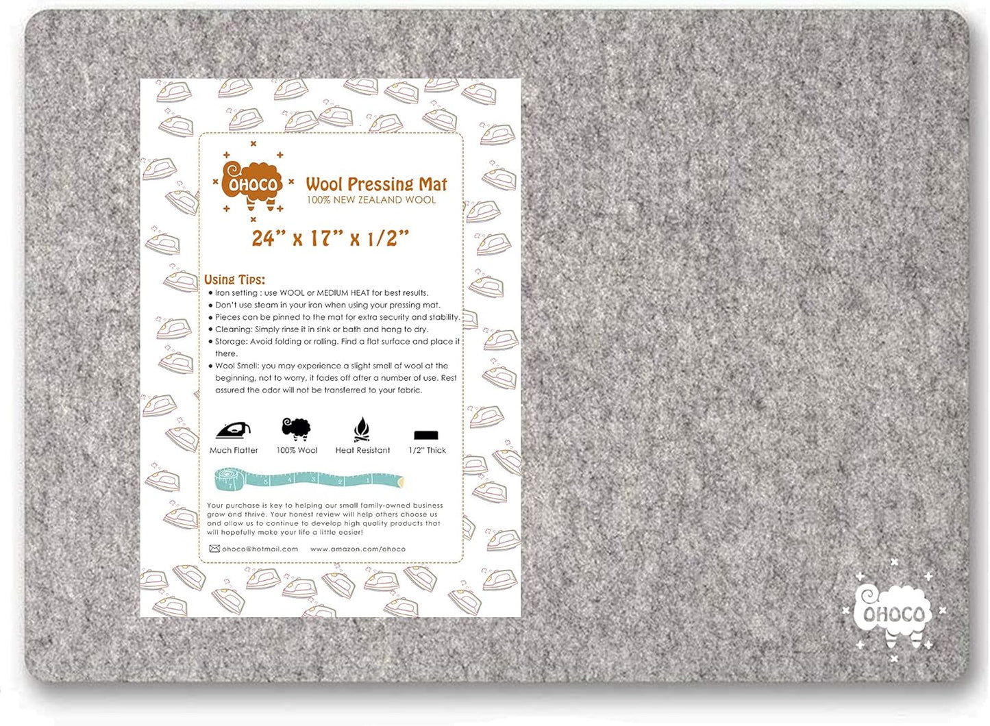 Wool Pressing Mat for Quilting - Extra Large Felt Ironing Pad