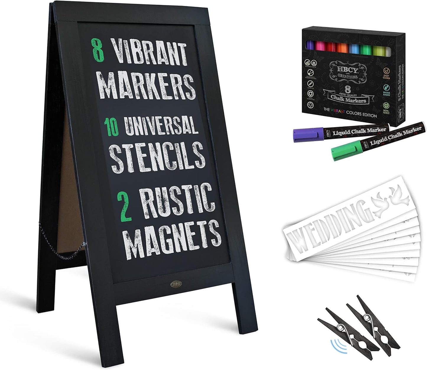 A Frame Chalkboard with Chalk Markers for Creative Displays