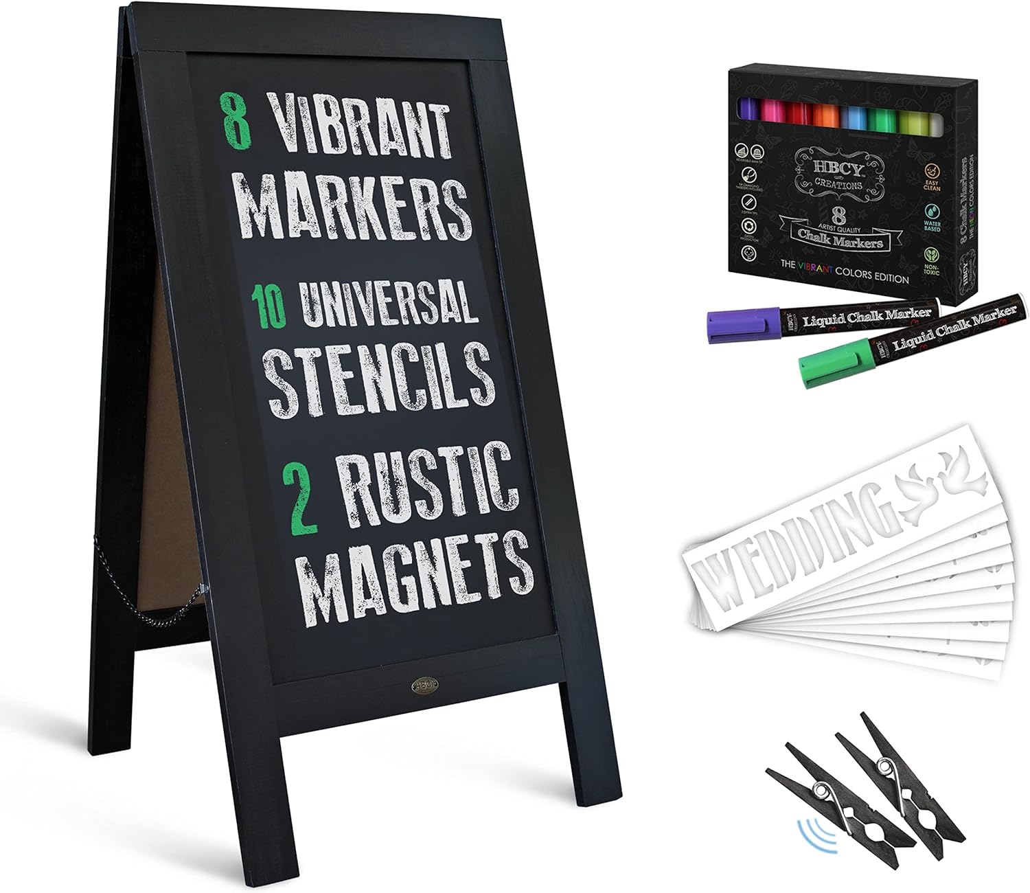 A Frame Chalkboard with Chalk Markers for Creative Displays