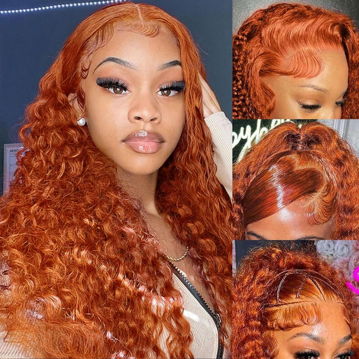Ginger Deep Wave Lace Front Wigs Human Hair for Women 20 Inch