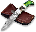 Personalized Engraved Damascus Steel Pocket Folding Knife - Handmade
