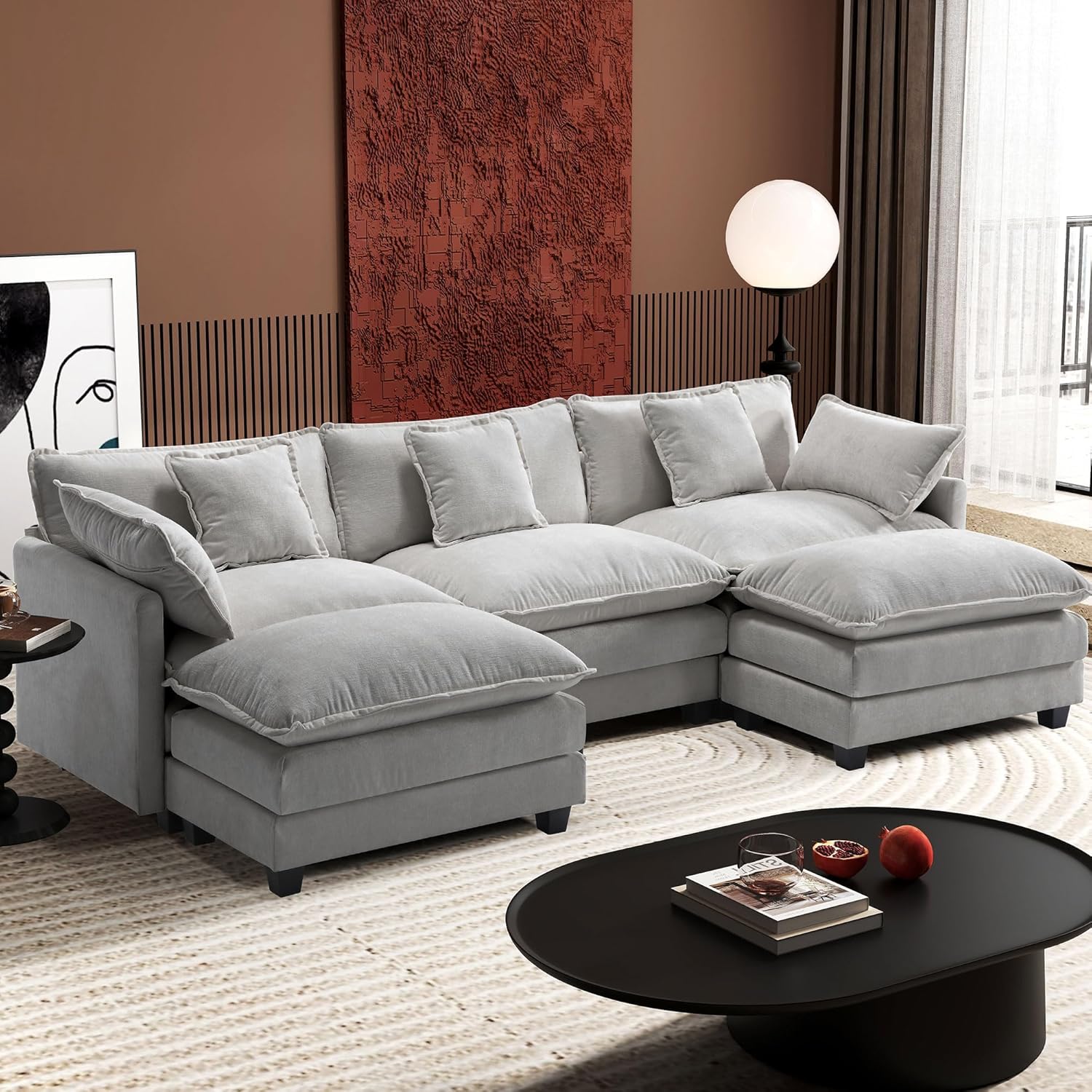 Ihanherry 111.4 U Shaped Modern Cloud Sofa for Cozy Living Rooms