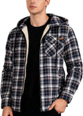 Men's Flannel Sherpa Lined Zipper Hoodie Jacket - Warm Insulated