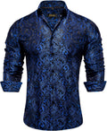 DiBanGu Mens Silk Paisley Dress Shirt - Elegant Jacquard Style UNIQUE