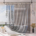 AmazerBath 2-in-1 Luxury Grey Shower Curtain - Heavy Duty & Rustproof