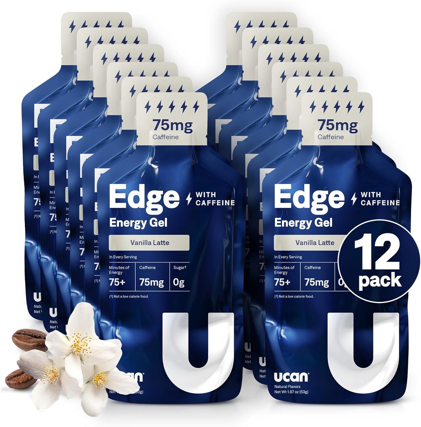UCAN Edge Energy Gel Shots for Running and Workouts - Vanilla Latte