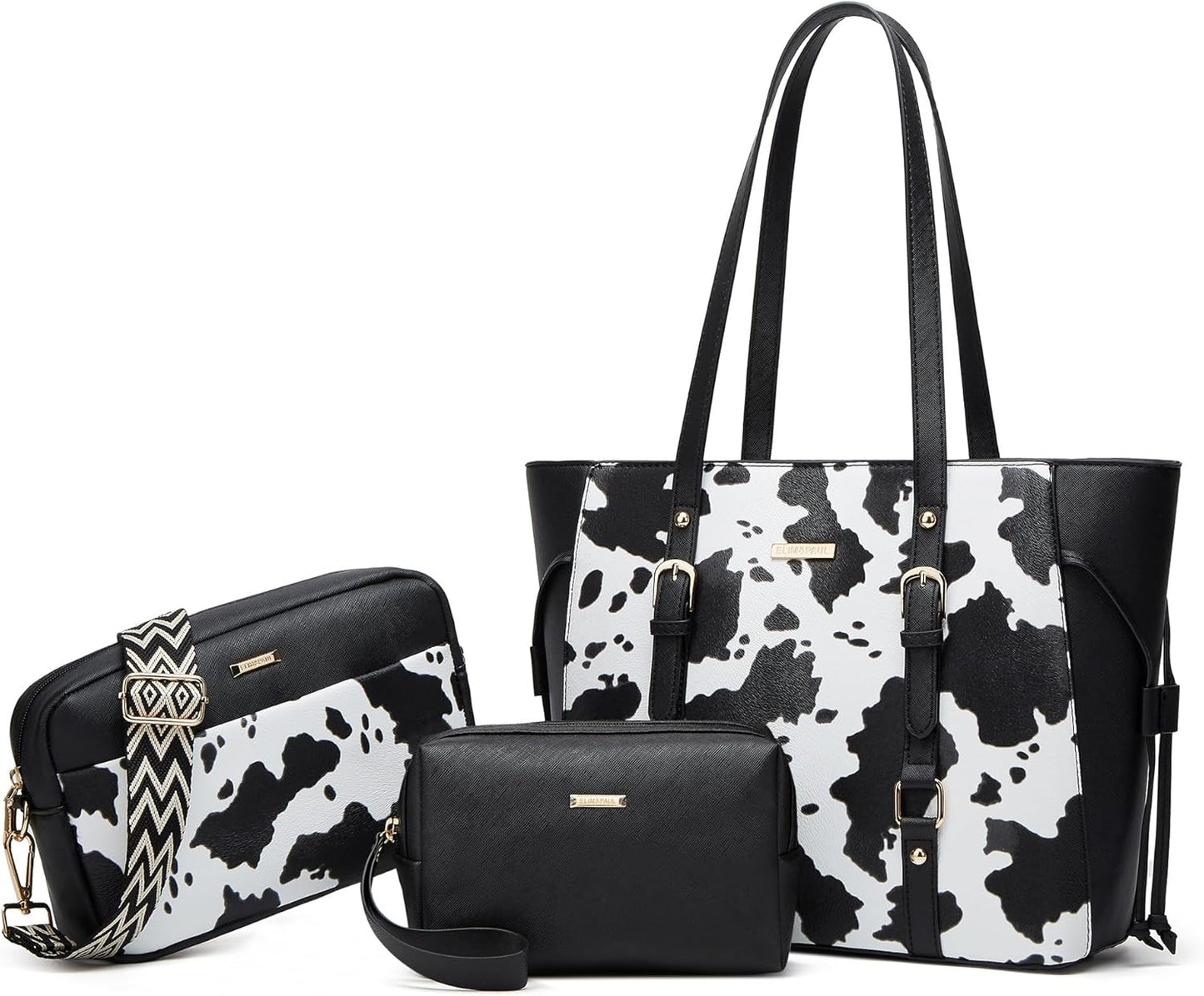 Women Fashion Synthetic Leather Handbags Tote Bag Set 4pcs